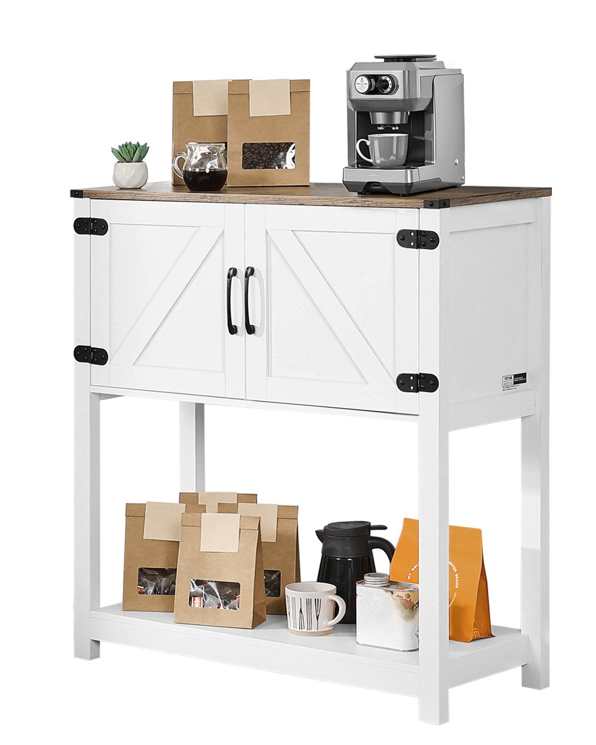 VEVOR Coffee Bar Cabinet, 31.5 x 13.8 x 34.6 in Farmhouse Coffee Bar Cabinet with 3-Tier Storage, Coffee Bar Table with Magnet Doors, Farmhouse Sideboard Buffet Cabinet for Living Room, Entryway - BSZSJSJLMK30Z362SV0 - view 1