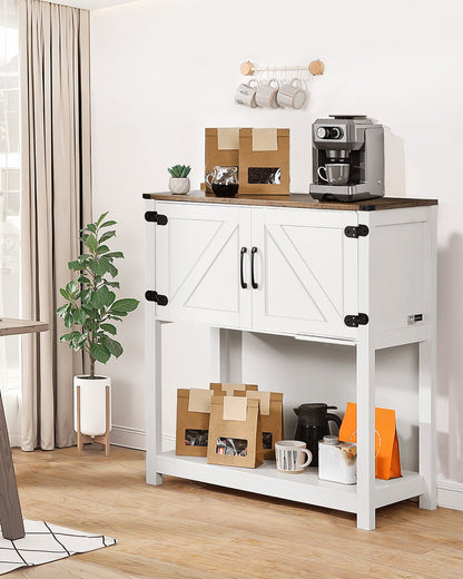 VEVOR Coffee Bar Cabinet, 31.5 x 13.8 x 34.6 in Farmhouse Coffee Bar Cabinet with 3-Tier Storage, Coffee Bar Table with Magnet Doors, Farmhouse Sideboard Buffet Cabinet for Living Room, Entryway - BSZSJSJLMK30Z362SV0 - view 3