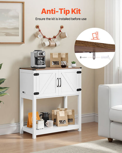 VEVOR Coffee Bar Cabinet, 31.5 x 13.8 x 34.6 in Farmhouse Coffee Bar Cabinet with 3-Tier Storage, Coffee Bar Table with Magnet Doors, Farmhouse Sideboard Buffet Cabinet for Living Room, Entryway - BSZSJSJLMK30Z362SV0 - view 8