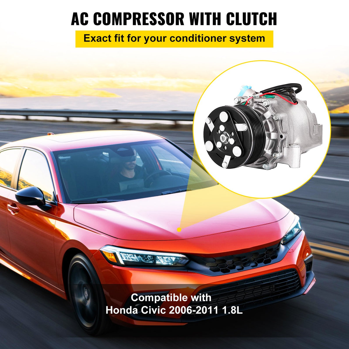 VEVOR AC Compressor Clutch for Honda Civic 1.8L 2006-2011 - BT1.8LKQYSJ000001V0 - view 2