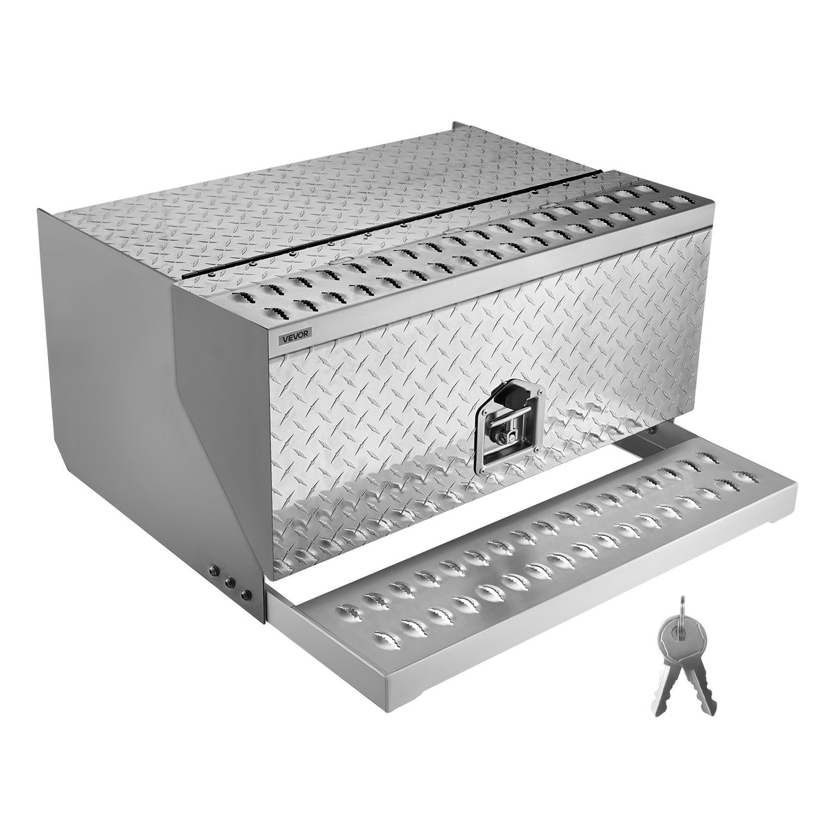 VEVOR Semi-Truck Step Tool Box, 30" x 29.5" x 15.8" Heavy Duty Aluminum Diamond Plate Toolbox, Waterproof Cab Entry Step Storage Box with T-Handle Lock & Keys for Flatbed, Crane, and Semi Trucks - BTGJXBTGJX2TCK6F0001V0 - view 1