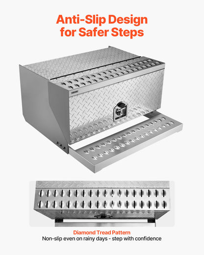 VEVOR Semi-Truck Step Tool Box, 30" x 29.5" x 15.8" Heavy Duty Aluminum Diamond Plate Toolbox, Waterproof Cab Entry Step Storage Box with T-Handle Lock & Keys for Flatbed, Crane, and Semi Trucks - BTGJXBTGJX2TCK6F0001V0 - view 7