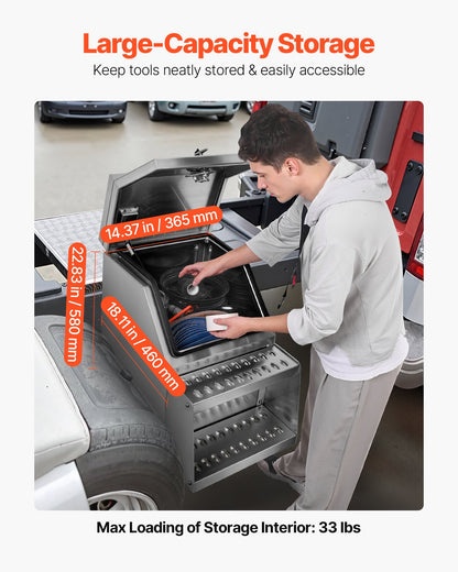 VEVOR Semi-Truck Step Tool Box, 18" x 27.5" x 25.4" Heavy Duty Aluminum Toolbox Side Mount, Waterproof Side Storage Saddle Step Box with T-Handle Lock & Keys for Semi Trucks, Flatbed Trailers - BTGJXBTGJX3TXN6E4001V0 - view 5