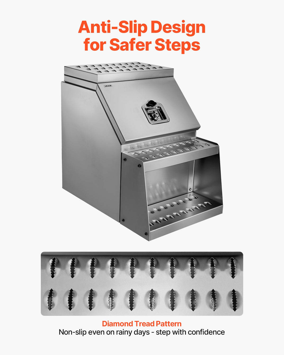 VEVOR Semi-Truck Step Tool Box, 18" x 27.5" x 25.4" Heavy Duty Aluminum Toolbox Side Mount, Waterproof Side Storage Saddle Step Box with T-Handle Lock & Keys for Semi Trucks, Flatbed Trailers - BTGJXBTGJX3TXN6E4001V0 - view 7