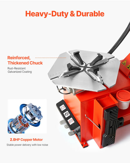 VEVOR Tire Changer Machine, 1.5HP Copper Motor, Durable Tire Changer with Air Pressure Gauge & Clamping Jaw Sheath, Pedal Operated Tire Changer with Thickened Chuck, Fit for Sedans/SUVs/Pickup Trucks - BTJWFZB00000CWAJMV1 - view 7