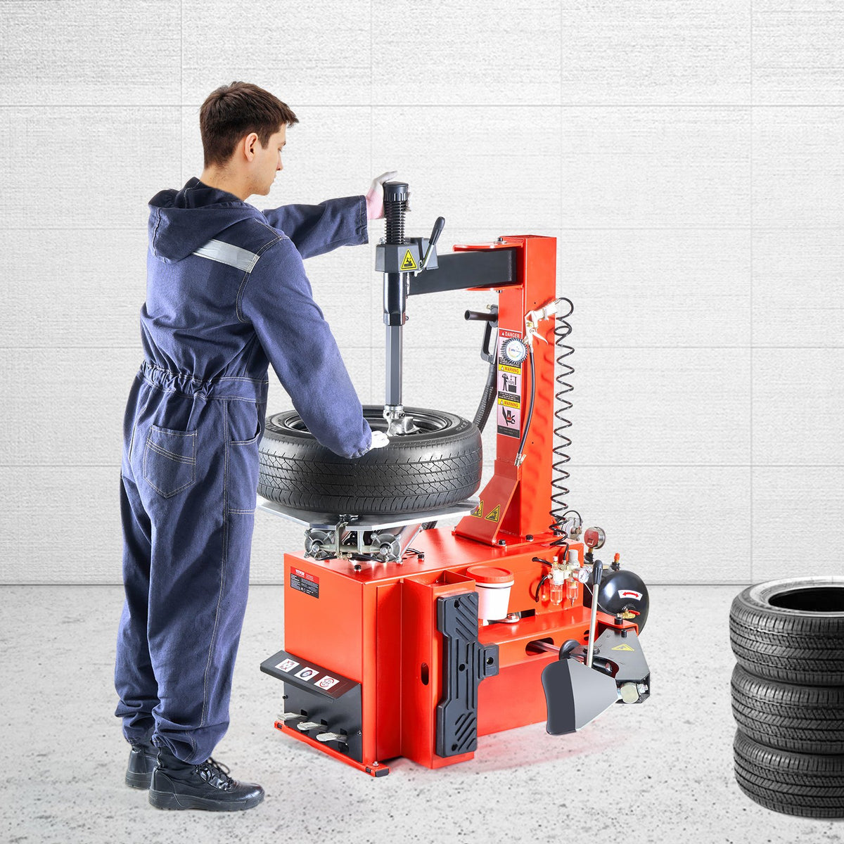 VEVOR Tire Changer Machine, 1.5HP Copper Motor, Durable Tire Changer with Air Pressure Gauge & Clamping Jaw Sheath, Pedal Operated Tire Changer with Thickened Chuck, Fit for Sedans/SUVs/Pickup Trucks - BTJWFZB00000CWAJMV1 - view 9