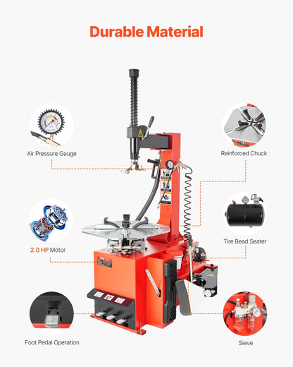VEVOR Electric Tire Changer, 18" Spindle, Durable Tire Changer Tire Balancer with 1.5 HP Motor, Accurate Tire Changer Tire Balancer with Auto Calibration Mode, FIt for Sedans/SUVs/Pickup Trucks - BTJYLTDPHJTZIYQDQV1 - view 3