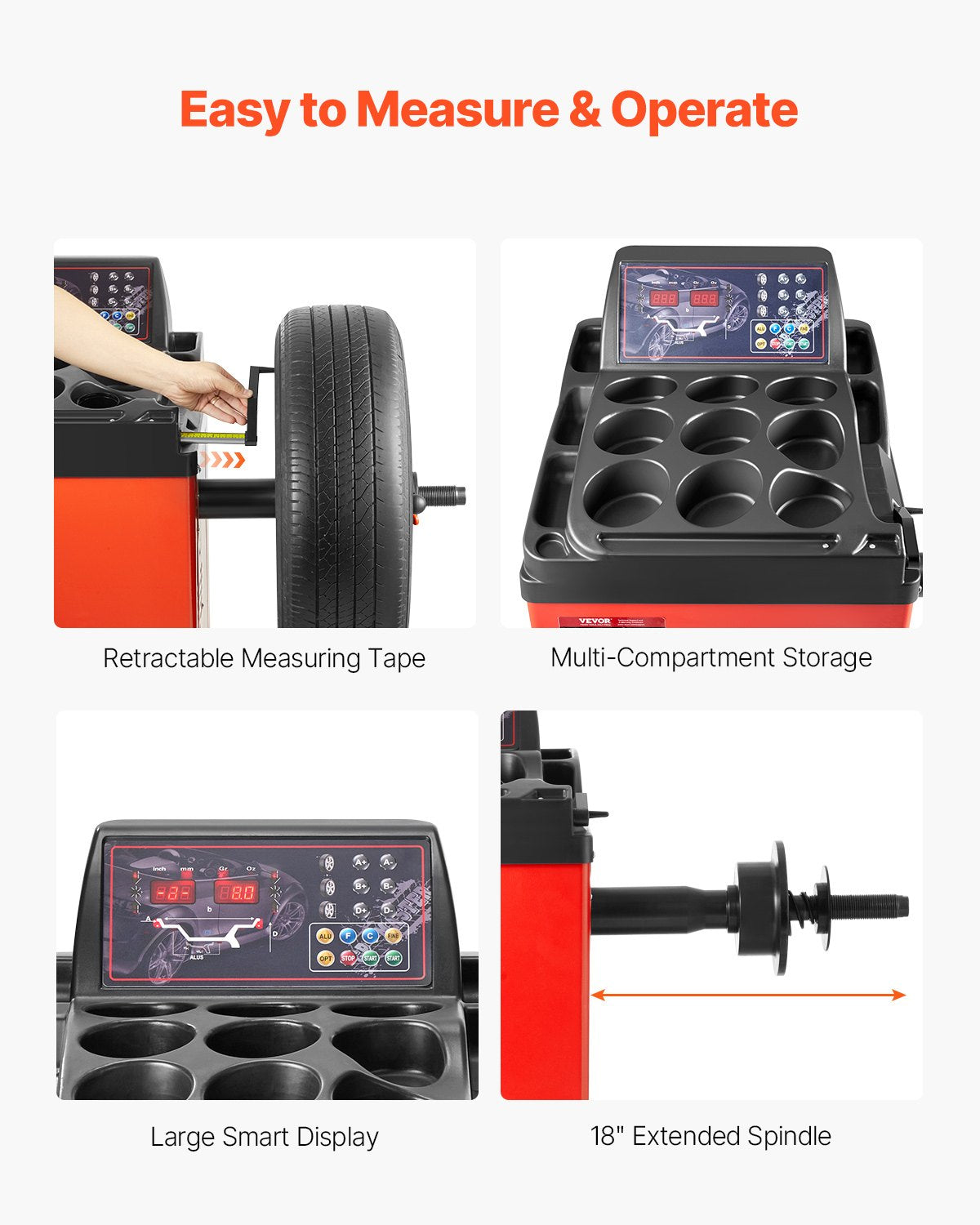 VEVOR Electric Tire Changer, 18" Spindle, Durable Tire Changer Tire Balancer with 1.5 HP Motor, Accurate Tire Changer Tire Balancer with Auto Calibration Mode, FIt for Sedans/SUVs/Pickup Trucks - BTJYLTDPHJTZIYQDQV1 - view 6