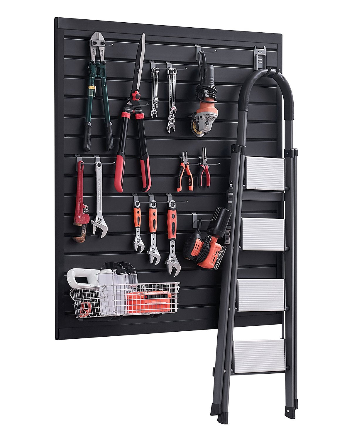 VEVOR Slat Wall Paneling, 4 x 4 ft, PVC Garage Slatwall with Modular Design, Black Slat Wall Easy-to-Install Adjustable Slatwall Panel with Coupling Structure & DIY Cutting, Fits for Storage & Display - BTQBPVC16SQF1YY74V0 - view 1