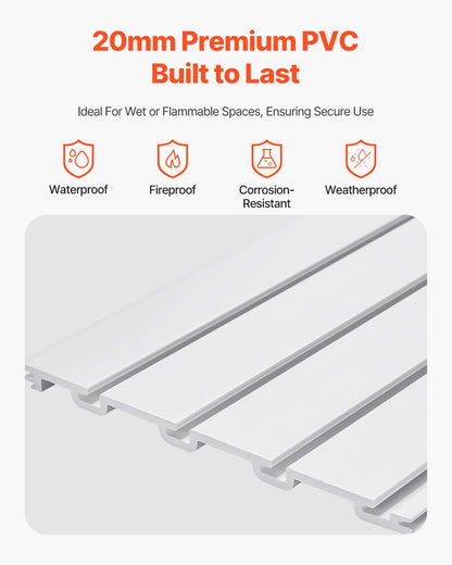 VEVOR Slat Wall Paneling, 4 x 4 ft, PVC Garage Slatwall with Modular Design, White Slat Wall Easy-to-Install Adjustable Slatwall Panel with Coupling Structure & DIY Cutting, Fits for Storage & Display - BTQBPVC16SQF6KZ18V0 - view 4