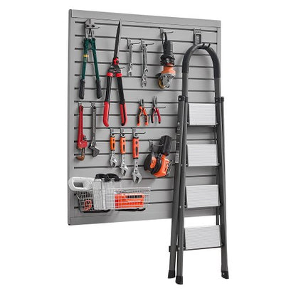 VEVOR Slat Wall Paneling, 4 x 4 ft, PVC Garage Slatwall with Modular Design, Grey Slat Wall Easy-to-Install Adjustable Slatwall Panel with Coupling Structure & DIY Cutting, Fits for Storage & Display - BTQBPVC16SQFKGLEXV0 - view 2
