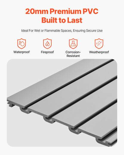 VEVOR Slat Wall Paneling, 4 x 4 ft, PVC Garage Slatwall with Modular Design, Grey Slat Wall Easy-to-Install Adjustable Slatwall Panel with Coupling Structure & DIY Cutting, Fits for Storage & Display - BTQBPVC16SQFKGLEXV0 - view 4