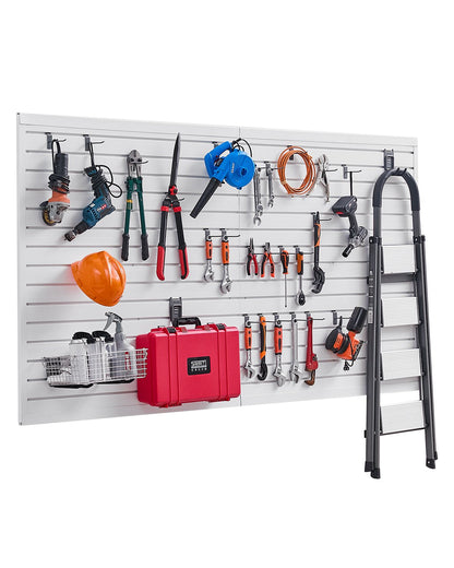 VEVOR Slat Wall Paneling, 8 x 4 ft, PVC Garage Slatwall with Modular Design, White Slat Wall Easy-to-Install Adjustable Slatwall Panel with Coupling Structure & DIY Cutting, Fits for Storage & Display - BTQBPVC32SQF31Y75V0 - view 1