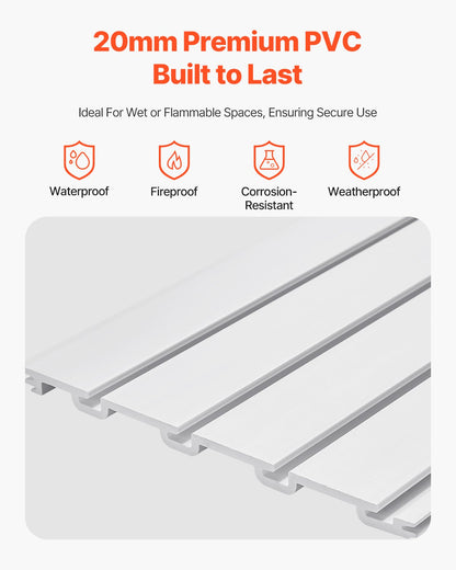 VEVOR Slat Wall Paneling, 8 x 4 ft, PVC Garage Slatwall with Modular Design, White Slat Wall Easy-to-Install Adjustable Slatwall Panel with Coupling Structure & DIY Cutting, Fits for Storage & Display - BTQBPVC32SQF31Y75V0 - view 4