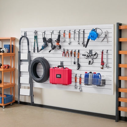 VEVOR Slat Wall Paneling, 8 x 4 ft, PVC Garage Slatwall with Modular Design, White Slat Wall Easy-to-Install Adjustable Slatwall Panel with Coupling Structure & DIY Cutting, Fits for Storage & Display - BTQBPVC32SQF31Y75V0 - view 9