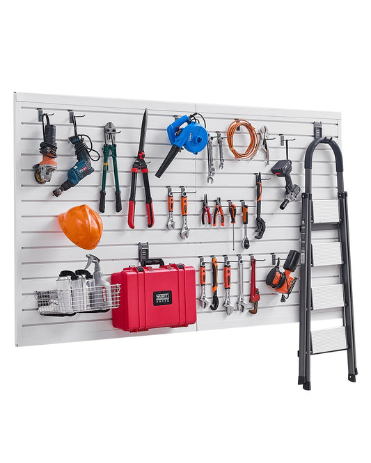 VEVOR Slat Wall Paneling, 8 x 4 ft, PVC Garage Slatwall with Accessories, White Slat Wall Easy-to-Install Adjustable Slatwall Panel with Coupling Structure & DIY Cutting, Fits for Storage & Display - BTQBPVC32SQFKWPZFV0 - view 1