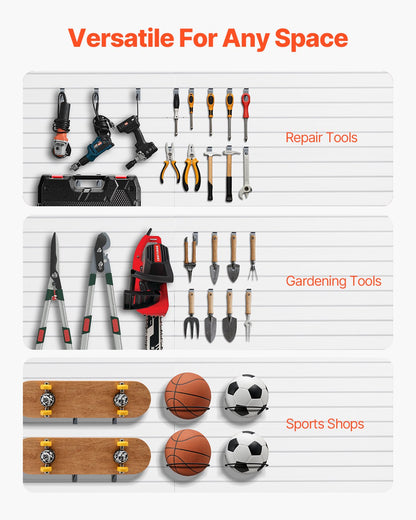 VEVOR Slat Wall Paneling, 8 x 4 ft, PVC Garage Slatwall with Accessories, White Slat Wall Easy-to-Install Adjustable Slatwall Panel with Coupling Structure & DIY Cutting, Fits for Storage & Display - BTQBPVC32SQFKWPZFV0 - view 6