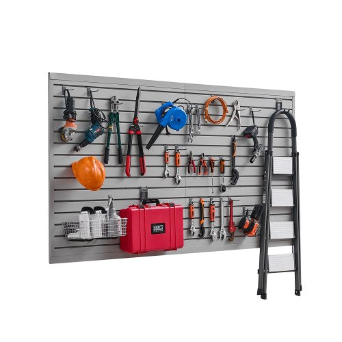 VEVOR Slat Wall Paneling, 8 x 4 ft, PVC Garage Slatwall with Modular Design, Grey Slat Wall Easy-to-Install Adjustable Slatwall Panel with Coupling Structure & DIY Cutting, Fits for Storage & Display - BTQBPVC32SQFR32ROV0 - view 2