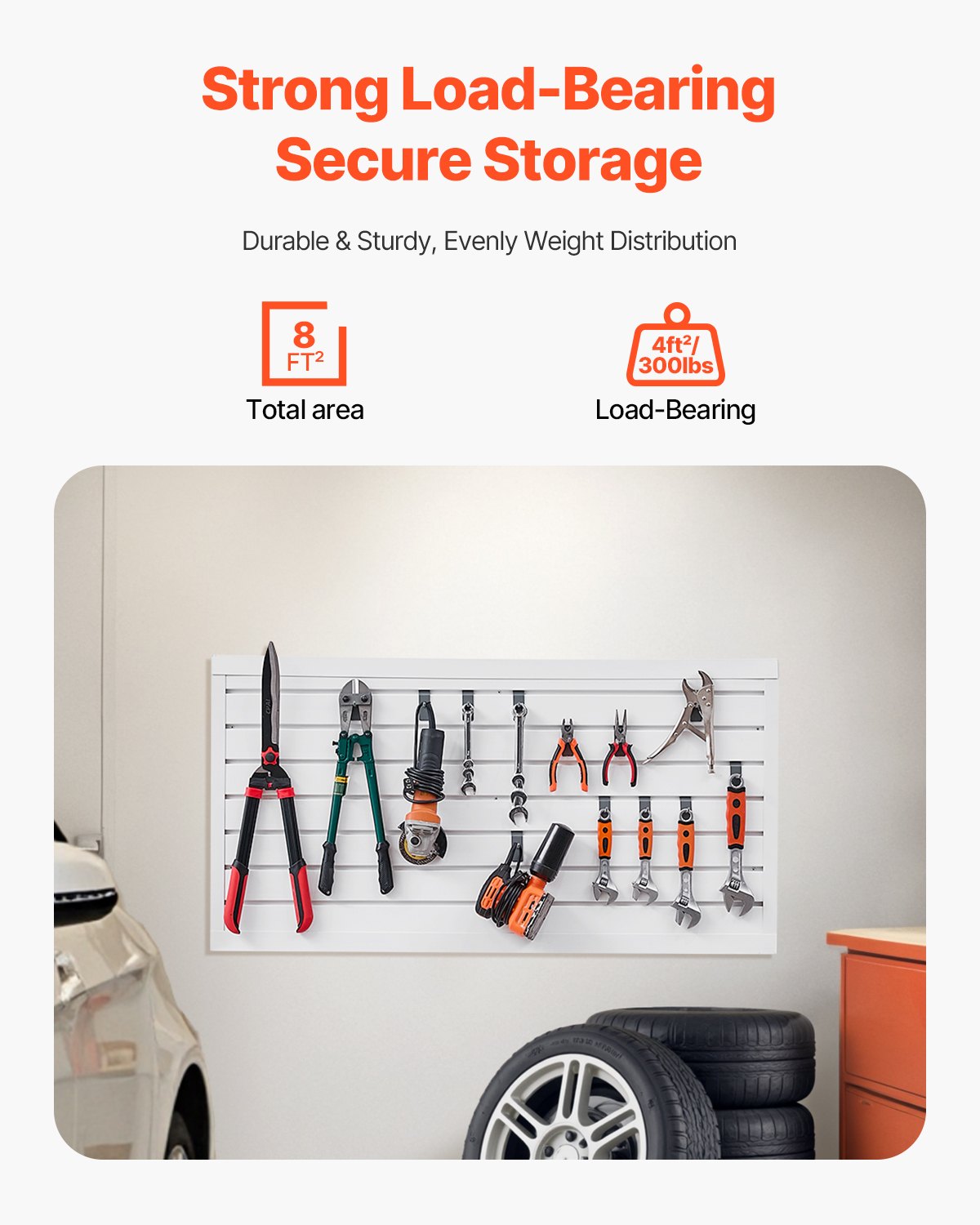 VEVOR Slat Wall Paneling, 2 x 4 ft, PVC Garage Slatwall with Modular Design, White Slat Wall Easy-to-Install Adjustable Slatwall Panel with Coupling Structure & DIY Cutting, Fits for Storage & Display - BTQBPVC8SQFTE76C2V0 - view 3