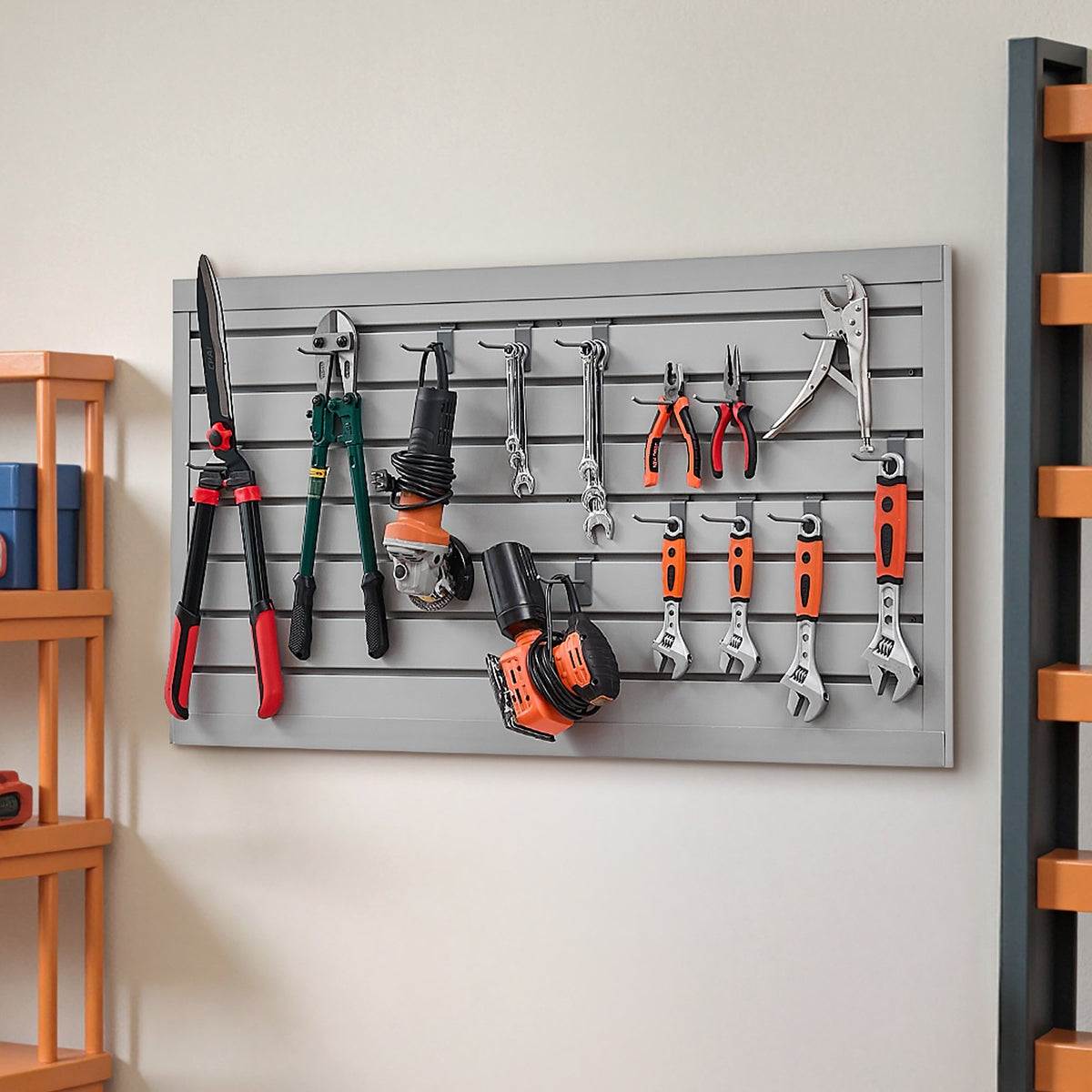 VEVOR Slat Wall Paneling, 2 x 4 ft, PVC Garage Slatwall with Modular Design, Grey Slat Wall Easy-to-Install Adjustable Slatwall Panel with Coupling Structure & DIY Cutting, Fits for Storage & Display - BTQBPVC8SQFTHOMMCV0 - view 9