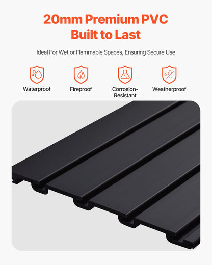 VEVOR Slat Wall Paneling, 2 x 4 ft, PVC Garage Slatwall with Modular Design, Black Slat Wall Easy-to-Install Adjustable Slatwall Panel with Coupling Structure & DIY Cutting, Fits for Storage & Display - BTQBPVC8SQFTVJJ5HV0 - view 4