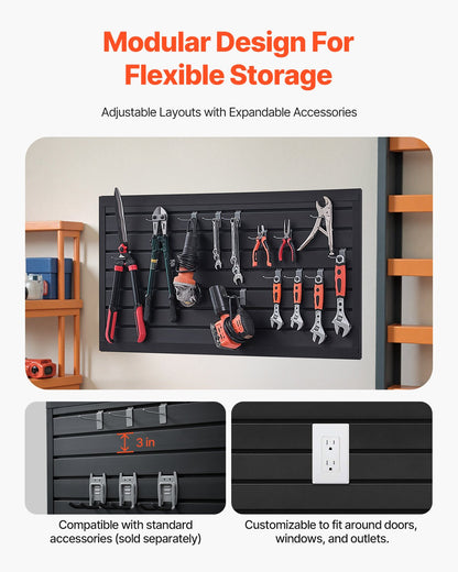 VEVOR Slat Wall Paneling, 2 x 4 ft, PVC Garage Slatwall with Modular Design, Black Slat Wall Easy-to-Install Adjustable Slatwall Panel with Coupling Structure & DIY Cutting, Fits for Storage & Display - BTQBPVC8SQFTVJJ5HV0 - view 5