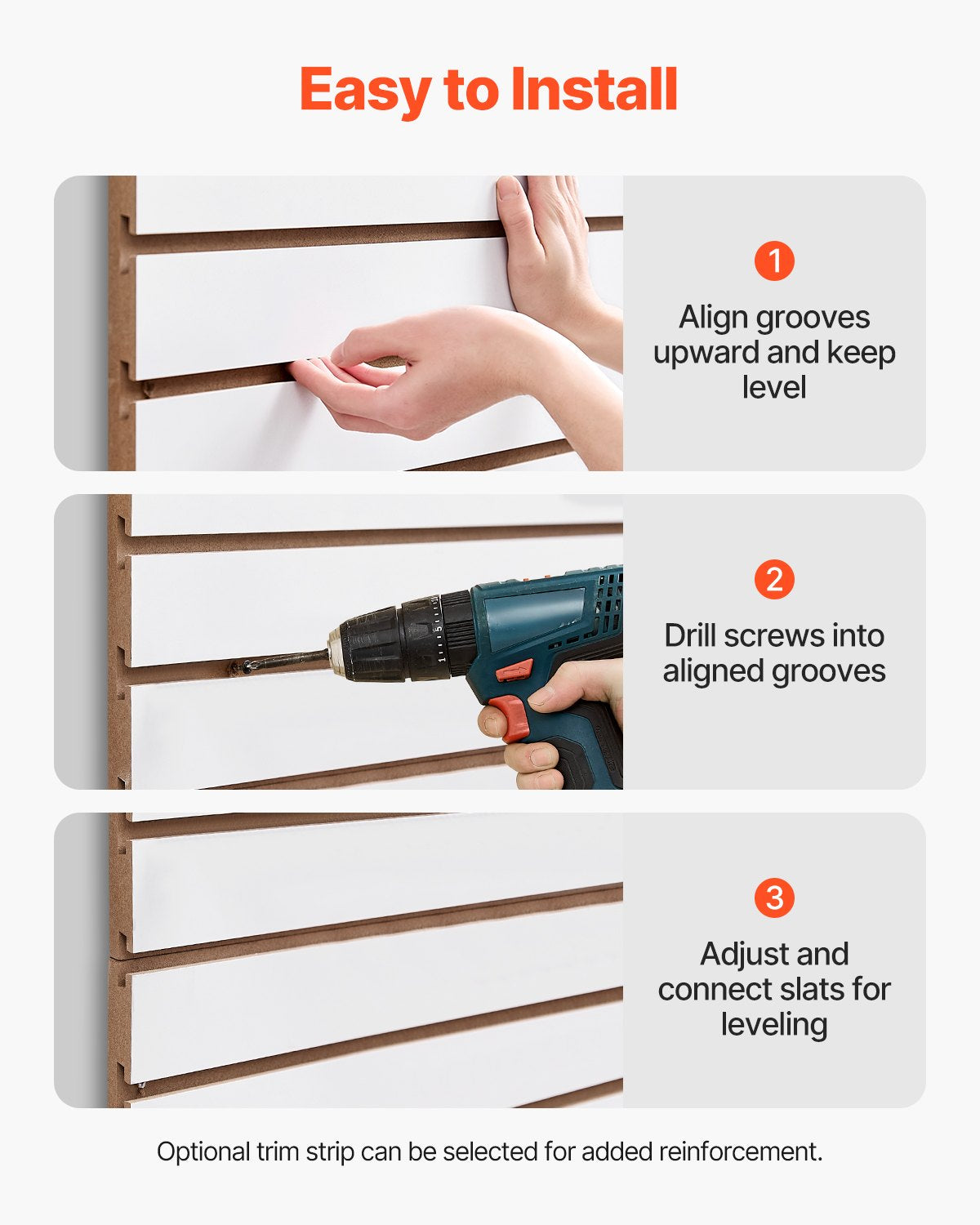 VEVOR Slat Wall Paneling, 4 x 4 ft, MDF Garage Slatwall with Modular Design, White Slat Wall Easy-to-Install Adjustable Slatwall Panel with Coupling Structure & DIY Cutting, Fits for Storage & Display - BTQBXWB16SQF0BHOKV0 - view 7