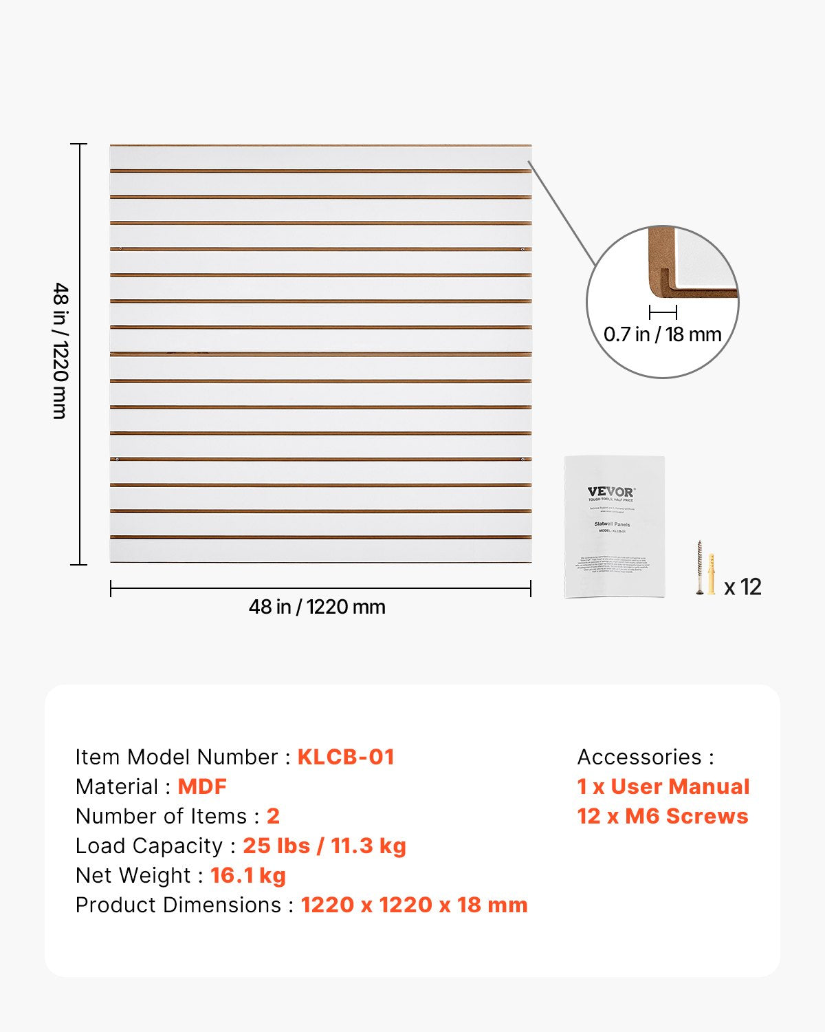 VEVOR Slat Wall Paneling, 4 x 4 ft, MDF Garage Slatwall with Modular Design, White Slat Wall Easy-to-Install Adjustable Slatwall Panel with Coupling Structure & DIY Cutting, Fits for Storage & Display - BTQBXWB16SQF0BHOKV0 - view 8