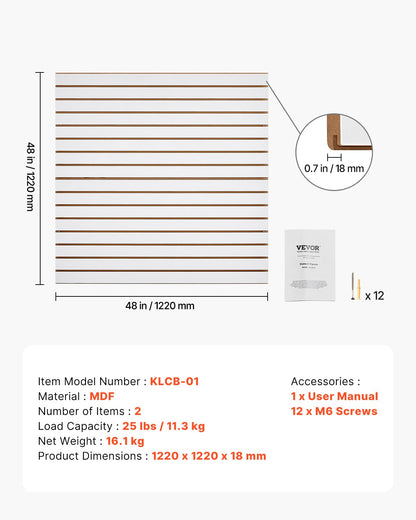 VEVOR Slat Wall Paneling, 4 x 4 ft, MDF Garage Slatwall with Modular Design, White Slat Wall Easy-to-Install Adjustable Slatwall Panel with Coupling Structure & DIY Cutting, Fits for Storage & Display - BTQBXWB16SQF0BHOKV0 - view 8