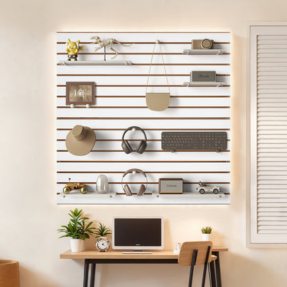 VEVOR Slat Wall Paneling, 4 x 4 ft, MDF Garage Slatwall with Modular Design, White Slat Wall Easy-to-Install Adjustable Slatwall Panel with Coupling Structure & DIY Cutting, Fits for Storage & Display - BTQBXWB16SQF0BHOKV0 - view 9