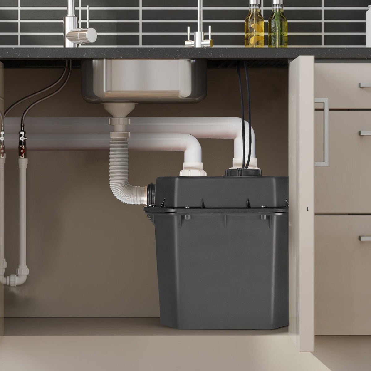 VEVOR Utility Sink Pump, 1/2 HP, 120-Volt, 3500 GPH Flow, 28 ft Head, Under-Sink Sump Pump System with 6 Gallon Basin, Automatic Utility/Laundry Sink Pump, Drain Pump with 1-1/2" NPT Outlet, Black - BTTZSCPSB12HXSF52V1 - view 9