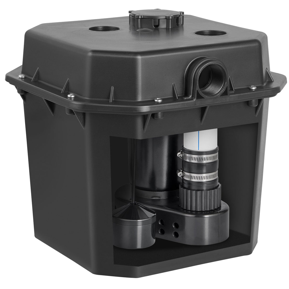 VEVOR Utility Sink Pump, 1/3 HP, 120-Volt, 2900 GPH Flow, 25 ft Head, Under-Sink Sump Pump System with 6 Gallon Basin, Automatic Utility/Laundry Sink Pump, Drain Pump with 1-1/2" NPT Outlet, Black - BTTZSCPSB13HJFASSV1 - view 1
