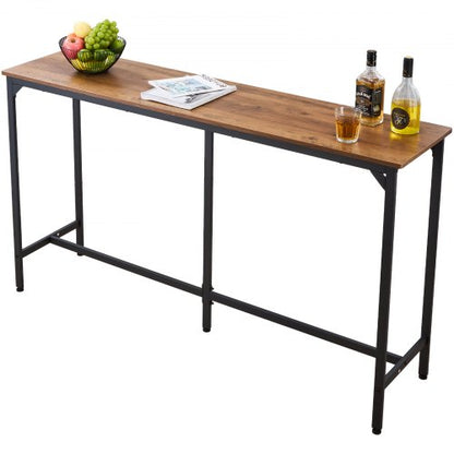 VEVOR Bar Table, 1PCS 63″ Kitchen Bar Table, Tall Dining Tables with Rounded Edge, Rectangular High Top Kitchen Tables for Balcony, Living Room, Light Brown, Black, Extended Horizontal Design - BTZEK1JTJXGYIGI3C001V0 - view 2