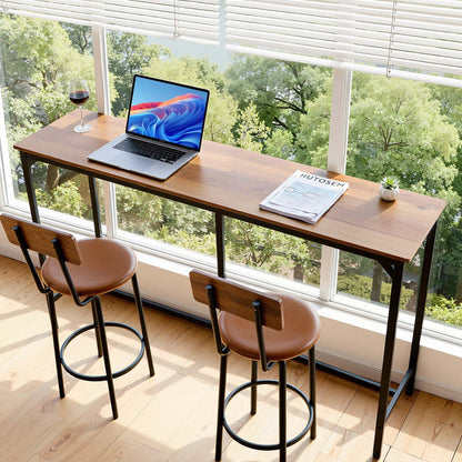VEVOR Bar Table, 1PCS 63″ Kitchen Bar Table, Tall Dining Tables with Rounded Edge, Rectangular High Top Kitchen Tables for Balcony, Living Room, Light Brown, Black, Extended Horizontal Design - BTZEK1JTJXGYIGI3C001V0 - view 9