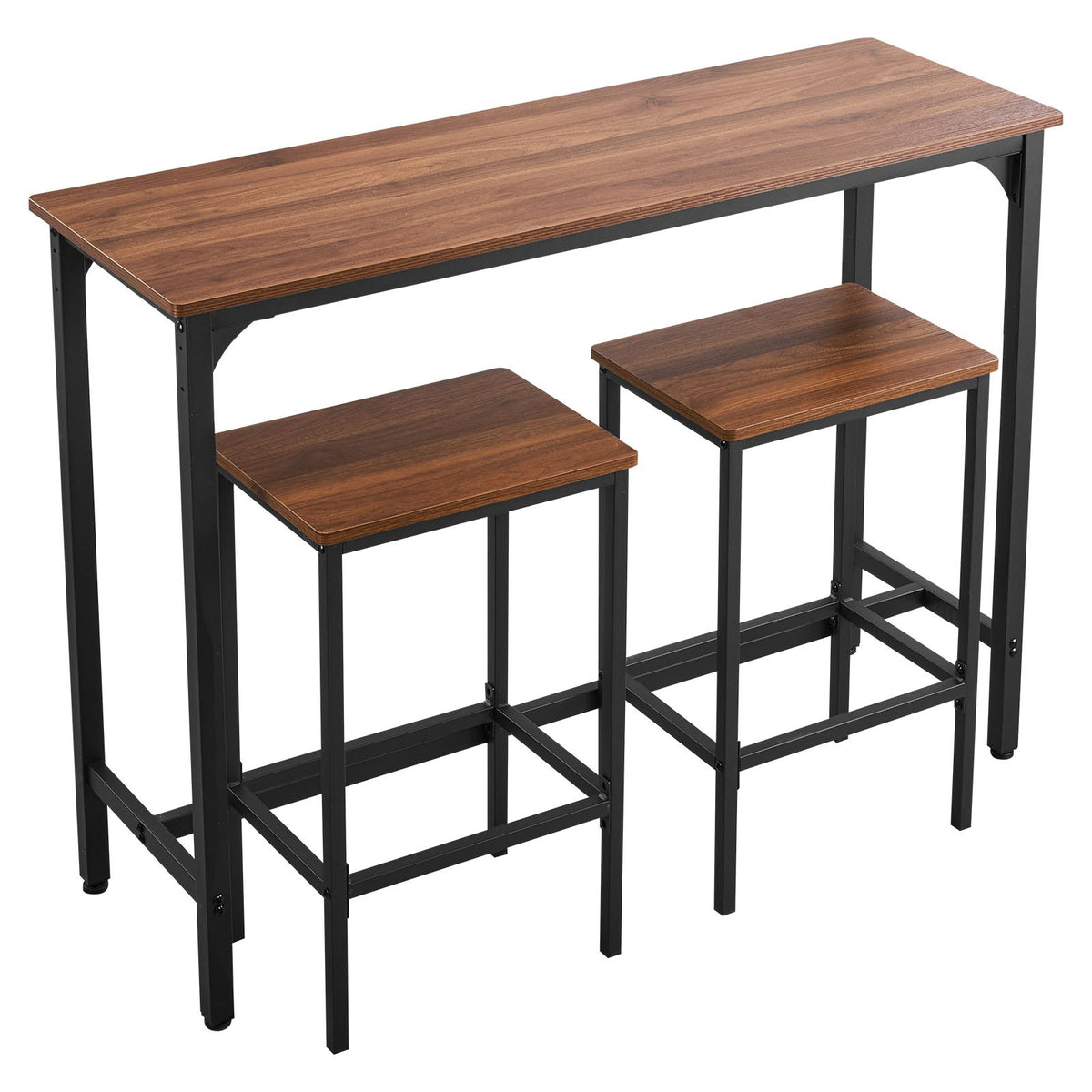 VEVOR Bar Table, 3PCS 47″ Bars Tables Set, Bar Tables and Chair Set with Rounded Edge Design, Rectangular Pub Table with Two Stools for Office Desk, Breakfast Corner, Mini Bars, Rustic Brown, Black - BTZEK3JTJXGYGKY9U001V0 - view 10