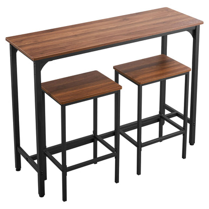 VEVOR Bar Table, 3PCS 47″ Bars Tables Set, Bar Tables and Chair Set with Rounded Edge Design, Rectangular Pub Table with Two Stools for Office Desk, Breakfast Corner, Mini Bars, Rustic Brown, Black - BTZEK3JTJXGYGKY9U001V0 - view 10
