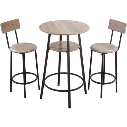VEVOR Bar Table, 3PCS 23.5″ Bars Tables Set, Bar Tables and Chair Set with Rounded Corner Design, Round Pub Table with Two Stools for Office Desk, Breakfast Corner, Mini Bars, Light Gray, Black - BTZEK3JTYXGYWTHHM001V0 - view 10