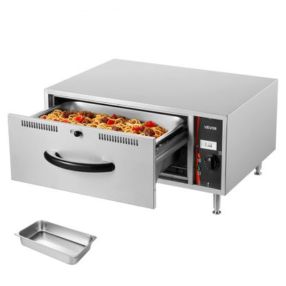 VEVOR Commercial Electric Drawer Warmer, Single-Drawer Stainless Steel Food Warmer, Freestanding Standard Warming Drawer Cabinet, 85°F–185°F Wide Temperature Range, for Restaurant, Hotel & Bakery - BWCTDLSBZX1G4DKGK001V1 - view 2