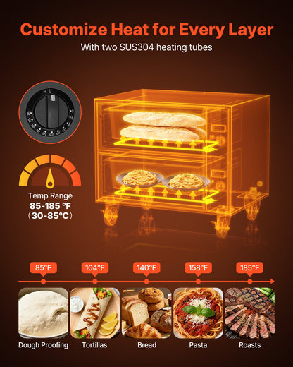 VEVOR Commercial Electric Drawer Warmer, Two-Drawer Stainless Steel Food Warmer, Freestanding Standard Warming Drawer Cabinet, 85°F–185°F Wide Temperature Range, for Restaurant, Hotel Buffet & Bakery - BWCTDLSBZX2GCII22001V1 - view 4