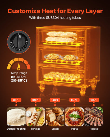 VEVOR Commercial Electric Drawer Warmer, Three-Drawer Stainless Steel Food Warmer, Freestanding Standard Warming Drawer Cabinet, 85°F–185°F Wide Temperature Range, for Restaurant, Hotel Buffet, Bakery - BWCTDLSBZX3G3CX5S001V1 - view 4