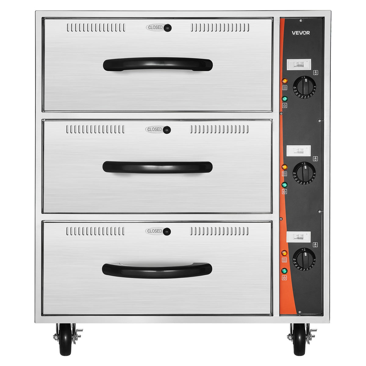 VEVOR Commercial Electric Drawer Warmer, Three-Drawer Stainless Steel Food Warmer, Freestanding Standard Warming Drawer Cabinet, 85°F–185°F Wide Temperature Range, for Restaurant, Hotel Buffet, Bakery - BWCTDLSBZX3G3CX5S001V1 - view 10