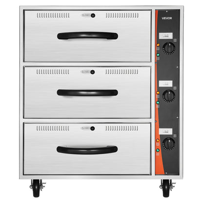 VEVOR Commercial Electric Drawer Warmer, Three-Drawer Stainless Steel Food Warmer, Freestanding Standard Warming Drawer Cabinet, 85°F–185°F Wide Temperature Range, for Restaurant, Hotel Buffet, Bakery - BWCTDLSBZX3G3CX5S001V1 - view 10