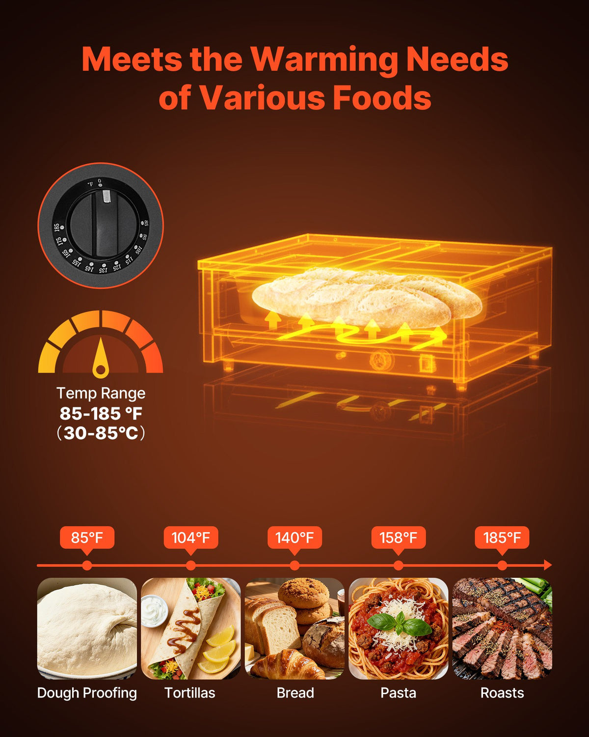 VEVOR Commercial Electric Drawer Warmer, Single-Drawer Stainless Steel Food Warmer, Freestanding Compact Warming Drawer Cabinet, 85°F–185°F Wide Temperature Range, for Restaurant, Hotel & Bakery - BWCTDLSMNX1G3Z8T1001V1 - view 4