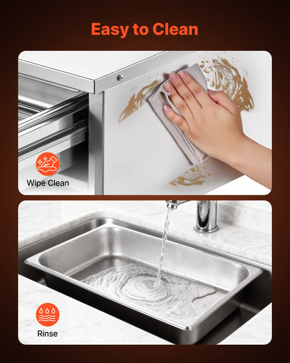 VEVOR Commercial Electric Drawer Warmer, Single-Drawer Stainless Steel Food Warmer, Freestanding Compact Warming Drawer Cabinet, 85°F–185°F Wide Temperature Range, for Restaurant, Hotel & Bakery - BWCTDLSMNX1G3Z8T1001V1 - view 7
