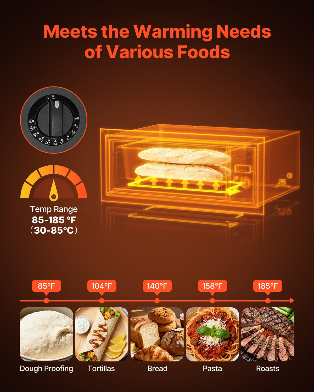 VEVOR Commercial Electric Drawer Warmer, Single-Drawer Stainless Steel Food Warmer, Built-in Installation Warming Drawer Cabinet, 85°F–185°F Wide Temperature Range, for Restaurant, Hotel & Bakery - BWCTQRSBZX1GN38TE001V1 - view 4