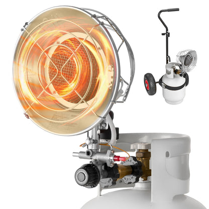 VEVOR Propane Tank Top Heater with Portable Trolley, 15000 BTU Rapid Heating 180-Degree Infrared Radiant Tank Top Gas Heater for 20-40lb Propane Tanks, for Ice Fishing/ Hunting/Outdoor Single Burner - BWGDJRQBWGTCMP69D001V0 - view 1