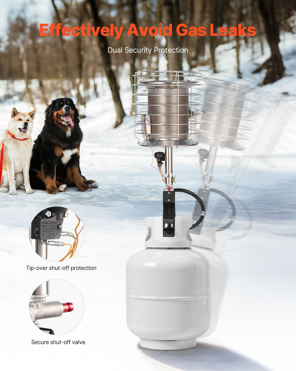 VEVOR Propane Tank Top Heater, 42000 BTU Rapid Heating 360-Degree Infrared Radiant Tank Top Gas Heater, Stepless Temperature Adjustment for Ice Fishing/ Hunting/Outdoor Work, Single Burner - BWGDJRQDFRQDTZBEJ001V0 - view 5