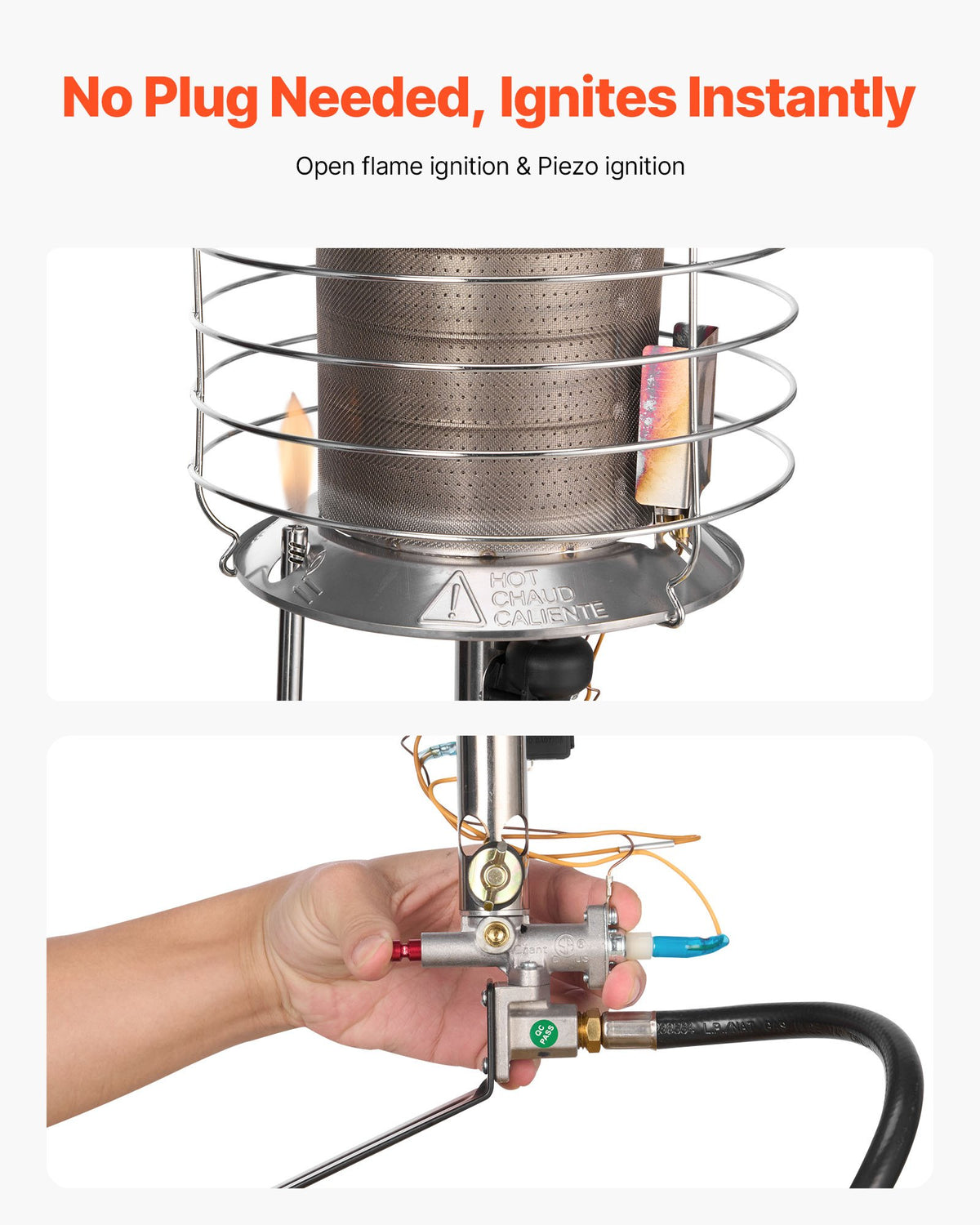 VEVOR Propane Tank Top Heater, 42000 BTU Rapid Heating 360-Degree Infrared Radiant Tank Top Gas Heater, Stepless Temperature Adjustment for Ice Fishing/ Hunting/Outdoor Work, Single Burner - BWGDJRQDFRQDTZBEJ001V0 - view 6