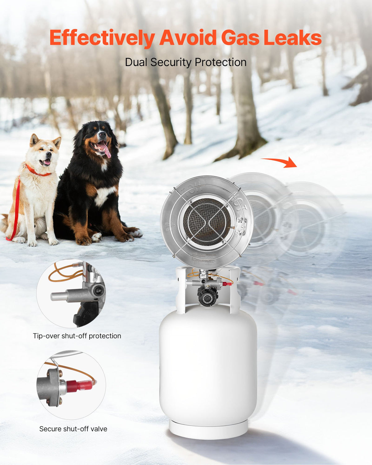 VEVOR Propane Tank Top Heater, 15000 BTU Rapid Heating 180-Degree Infrared Radiant Tank Top Gas Heater, Stepless Temperature Adjustment for Ice Fishing/ Hunting/Outdoor Work, Single Burner Round - BWGDJRQDFRQDVHE70001V0 - view 5