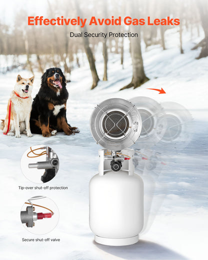 VEVOR Propane Tank Top Heater, 15000 BTU Rapid Heating 180-Degree Infrared Radiant Tank Top Gas Heater, Stepless Temperature Adjustment for Ice Fishing/ Hunting/Outdoor Work, Single Burner Round - BWGDJRQDFRQDVHE70001V0 - view 5
